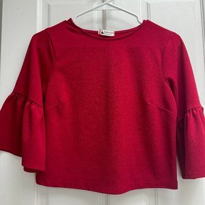 Red crop top with 3/4 sleeve